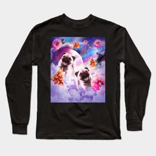 Pugs In The Clouds With Donut And Pizza Long Sleeve T-Shirt